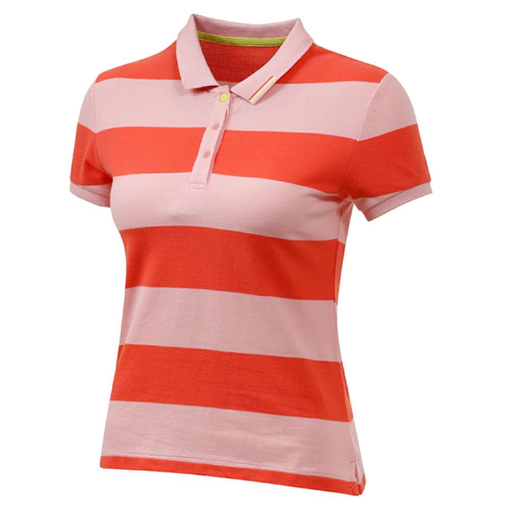 Coral and Light Pink Striped Polo Shirt